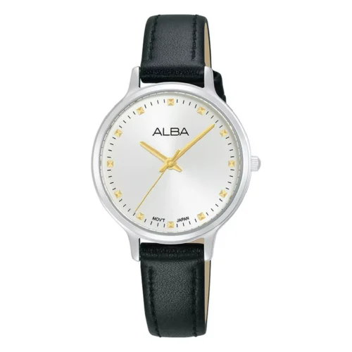 Alba 30mm Fashion Watch for Women, Analog, Leather Band, ARX155X1 - Black