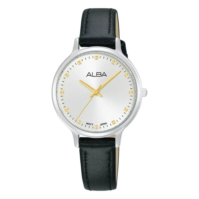 Alba 30mm Fashion Watch for Women, Analog, Leather Band, ARX155X1 - Black