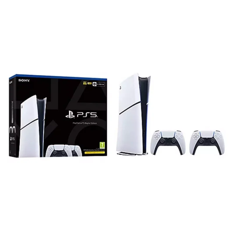 551763-02 Sony PlayStation 5 Slim Digital Console - Two DualSense Wireless Controllers Bundle, CFI-2016B01Y - White