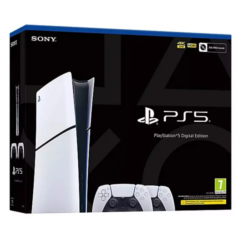 551763-03 Sony PlayStation 5 Slim Digital Console - Two DualSense Wireless Controllers Bundle, CFI-2016B01Y - White